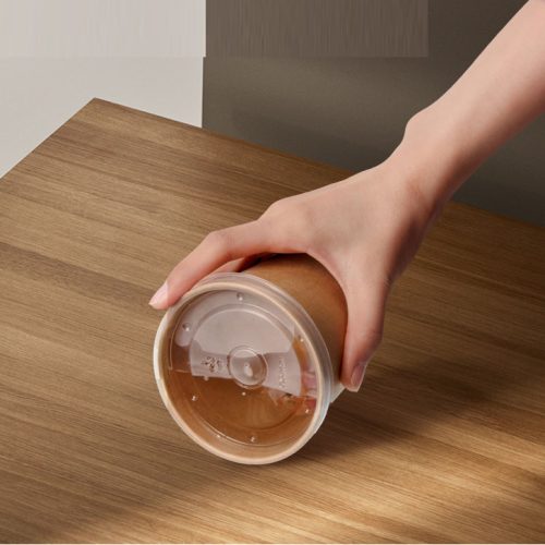 brown kraft soup cup with pp lid
