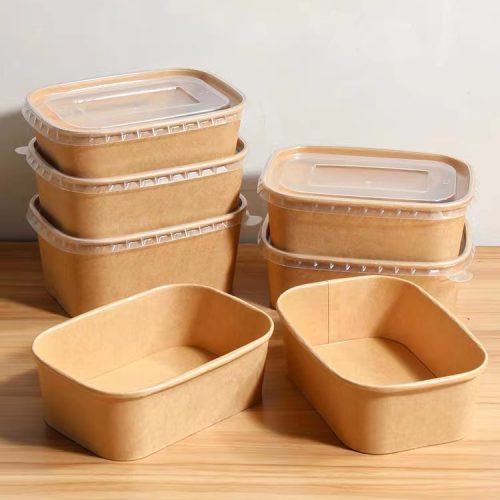 The rectangular paper bowls with lids